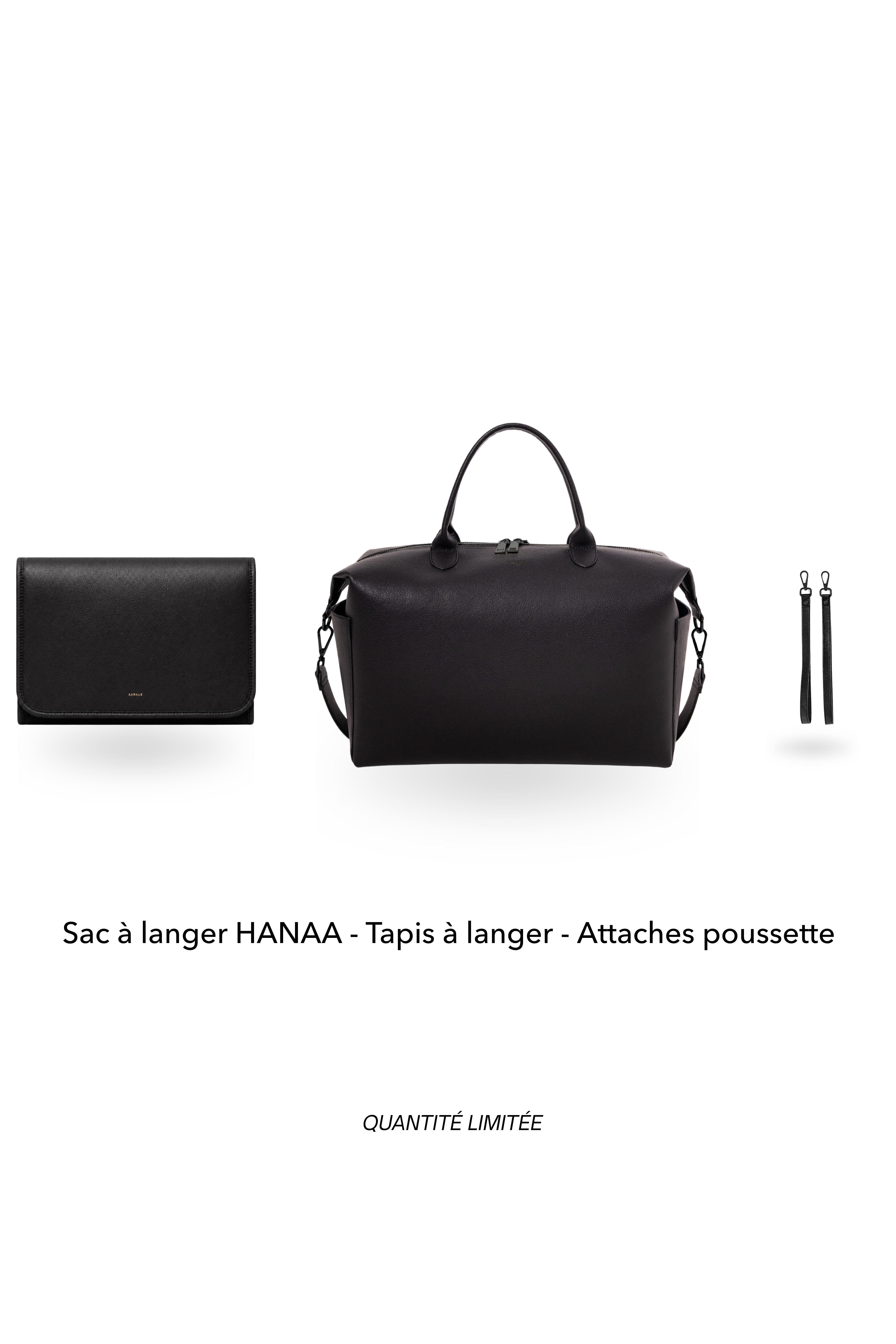 HANAA — Sac à langer — Noir Intemporel — Finitions noires
